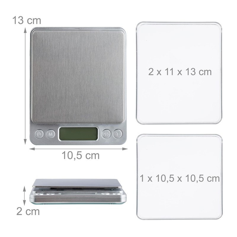 Relaxdays Precision Scales with Weighing Trays, Digital, 0.01 g Steps,