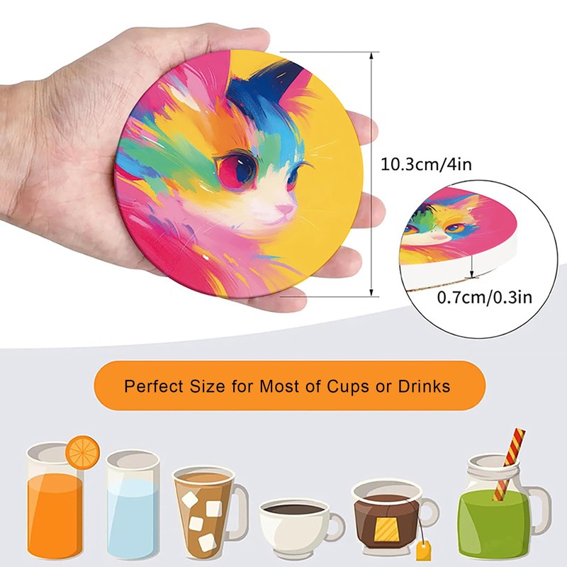 Ceramic Coasters Set of 6 with Holder Absorbent, Non-Slip Drink