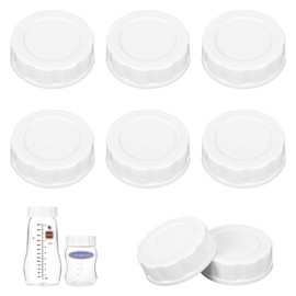 6 Pcs Travel Bottle Caps for Lansinoh Bottles, with Replaceable Sealing Ring, Compatible with Pigon, for MAM, BPA-Free Milk Lids, Multipurpose Caps for Glass Crafts White