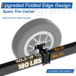 TRVL FIELDER Trailer Spare Tire Mount, Spare Tire Carrier, Spare Tire Holder Bracket Fits 4 & 5 & 6 Lugs Trailer Wheels on 4", 4.5", 4.75", 5" and 5.5" Bolt Patterns, Holds up to 180 Lbs