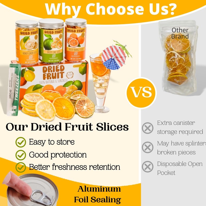 Dehydrated Fruit Slices Cocktail Garnish Set, Dreid Orange & Lime,