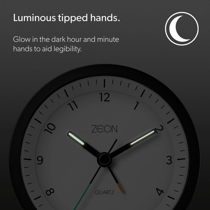 ZEON Round Analogue Alarm Clock with Light and Snooze Function,