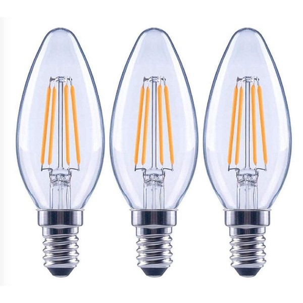 EcoSmart 60-Watt Equivalent B11 Dimmable Clear Filament Vintage Style LED Light Bulb Soft White (3-Pack)