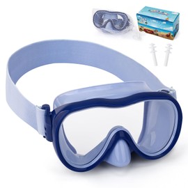 Kids Swim Goggles, Anti-Leak Snork Mask Diving Mask with Nose Cover & Elastic Fabric Strap, UV Protection Swimming Goggles with Mesh Bag & Ear Plugs for Kids Boys Girls