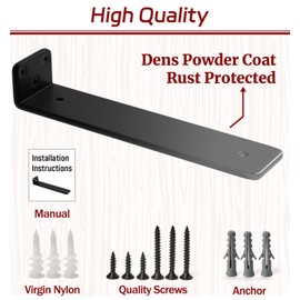 ISOKER 8 Inch Minimalism Floating Shelf Brackets, 6 Pack 1/5” Thick Carbon Steel Hidden Shelf Brackets, Rustic Industrial Brackets for Wall Decor