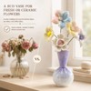 Mini Ceramic Vase with 5 Removable Porcelain Flowers, Purple Crystal