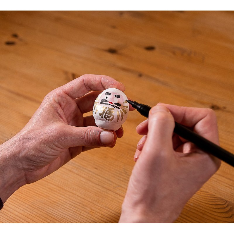 Tierra Zen Daruma Painted Papier Mache, White, 4.5 cm