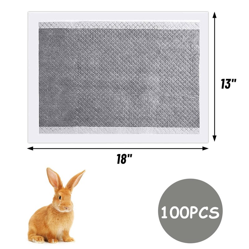 Fhiny 100Pcs Rabbit Pee Pads,18"× 13" Disposable Cage Liner Black