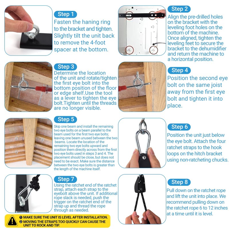Dehumidifier Hanging Kit, Dehumidifier Joist Hanging Kit for Crawl Space