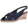 Bella Vita Women's Wedge Sandal, Navy Thai Silk Fabric, 6