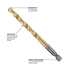 Bosch TI2139IM 3/16 in. Impact Tough™ Titanium Nitride Coated Drill Bit