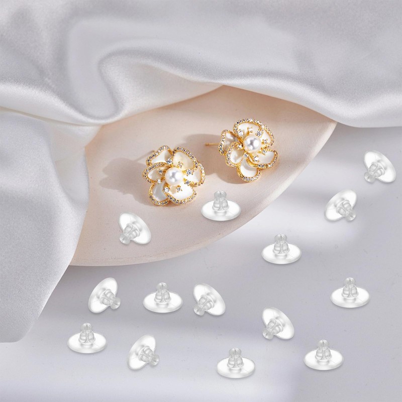 20pcs Earring Backs Rubber,Soft Clear Earring Backs for Studs,Hypoallergenic Earrings