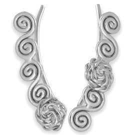 Greek Style Spiral Ear Climber Earrings Made of Sterling Silver, Handmade Greek Jewellery by Emmanuela, Unusual Earrings, Small Ear Cuff Earrings