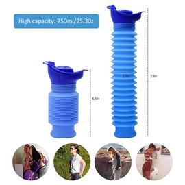 Women's Urinal, Urinella for Women, Standing Pee Aid Funnel, Reusable Urinal, Safe Urination while Standing or Squatting, Portable and Ideal, for Camping, Travel, Hiking, Mountaineering, 750 ml, Blue