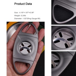 CIGARISM Large Ring Hollow-Out Blades Straight-Cut Cigar Cutter, Up to Ring Gauge 66 (Grey)