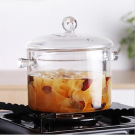 yvsay 1400ml Glass Saucepan with Cover, Stovetop Cooking Pot and Pan with Lid and Handle Simmer Pot Clear Soup Pot, High Borosilicate Glass Cookware (1400ml clear)