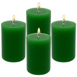 2x3 Inch Green Pillar Candles Small 24 Hours Unscented Dripless Column Candles for St. Patrick's Day Home Dinner Table Christmas Wedding Relaxation Spa Church, 4 Packs