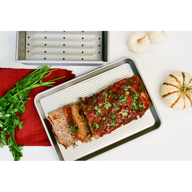 USA Pan Bakeware Aluminized Steel Meat Loaf Pan with Insert