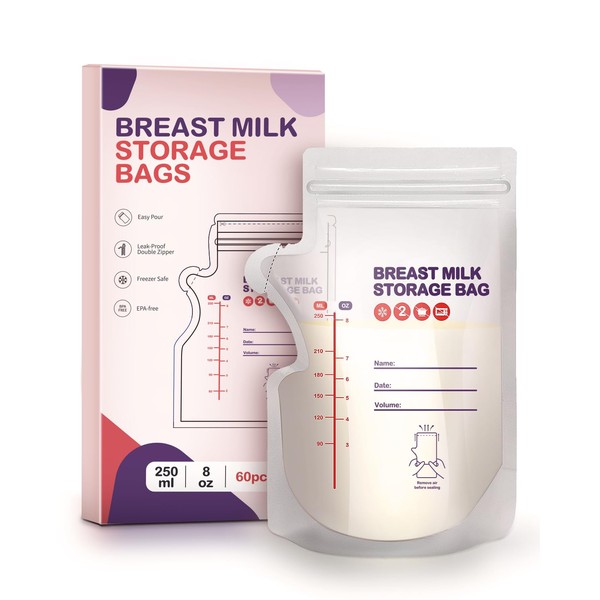 derimkcoa BPA-Free Breastmilk Storage Bags - 60 Pcs, 9 Ounce,