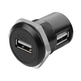 QIANRENON USB 2.0 Thread Mounting 90° Angle Adapter USB 2.0 Female to Female Panel Mounting Right Angle Round Connection USB 2.0 Embedded Corner Installation Socket for Data Transfer 5 V 1 A Charging