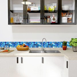 HOMETITUTE Wallpaper Border 4x196 Inch Peel and Stick Wall Border Wallpaper Border Self Adhesive Mosaic Tile Style Trim for Bathroom Kitchen Backsplash Mirror Frame Sink Cabinet Laundry Wall Decor