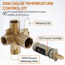 Ahenbal 2510 Pressure Balancing Tub and Shower Valve, Compatible with Moen Posi-Temp Trim Kit,1/2-Inch IPS Connections, Four Port,Brass material