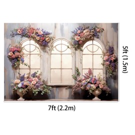 Kate 7x5ft Spring Colorful Flowers Backdrops for Photography White Windowsills Background Boudoir House Backgrounds Wedding Bridal Baby Shower Portrait Studio Backdrop
