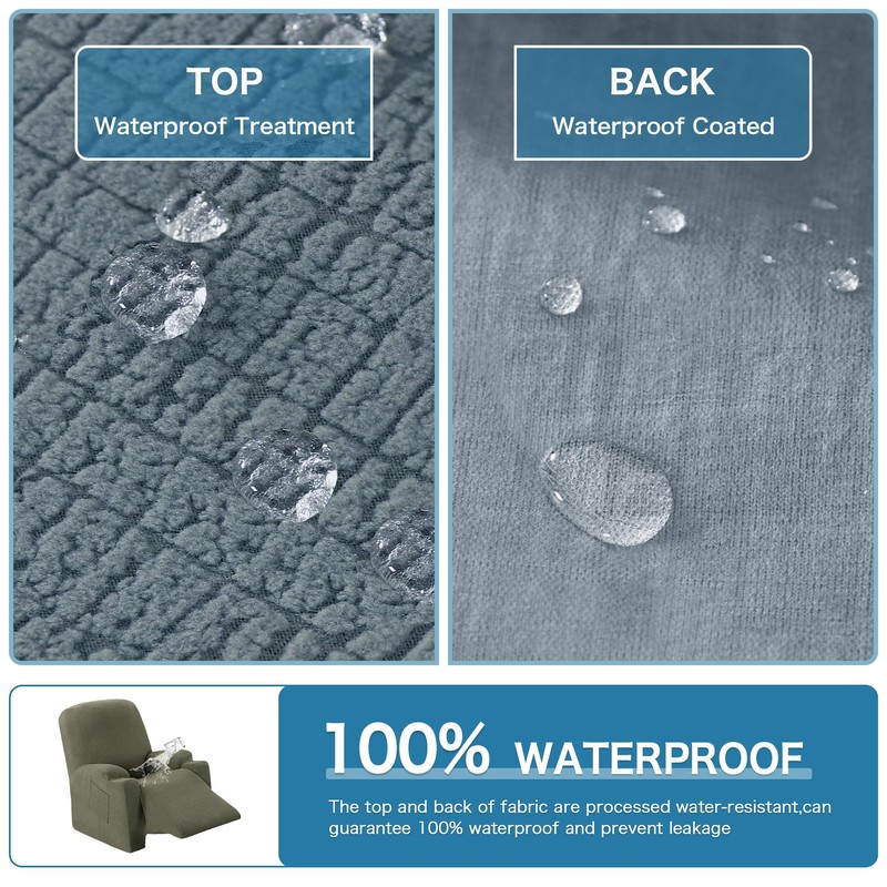 H.VERSAILTEX 100% Waterproof Stretch Recliner Cover Electric Power Lift Recliner