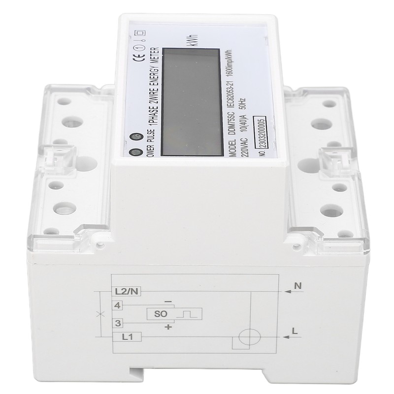 Energy Meter 1 Phase 2 Wire 4P Digital LCD Kwh