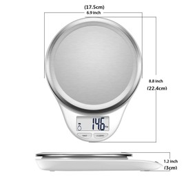 NUTRI FIT Kitchen Scales Digital Professional Electronic Scales Stainless Steel with Large LCD Display Precision 1 g Maximum Weight 5 kg Tare Auto Off (White)