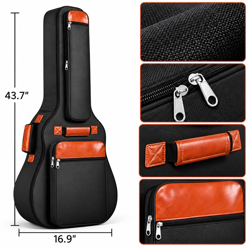 41-Inch Acoustic Guitar Bag for Travel – Thickened Padded Oxford