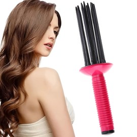 Rizador de Cabello Antideslizante, Peine Rizador de Cabello Esponjoso, Rizos Esponjosos con Varita Rizadora y Cepillo Redondo para el Cabello, Bandas de Resistencia Pack de Ejercicios en Casa y Gimnasio