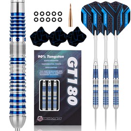 WIN.MAX Darts Tungsten Darts Steel Tip Darts Set (20g, 22g, 23g, 24g, 26g, 28g) - 3PCS Razor Edge Darts Set Professional Darts with Accessories, Including 3 Extra Flights