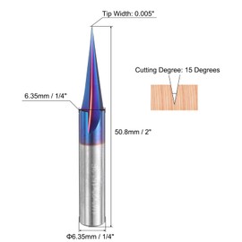 uxcell 2 Pcs 15 Degree V Groove Engraving Router Bits for CNC Tip and 3 Flutes 1/4 Inch Shank Carving Bit Nano Coated Carbide End Mill for Carving Engraving