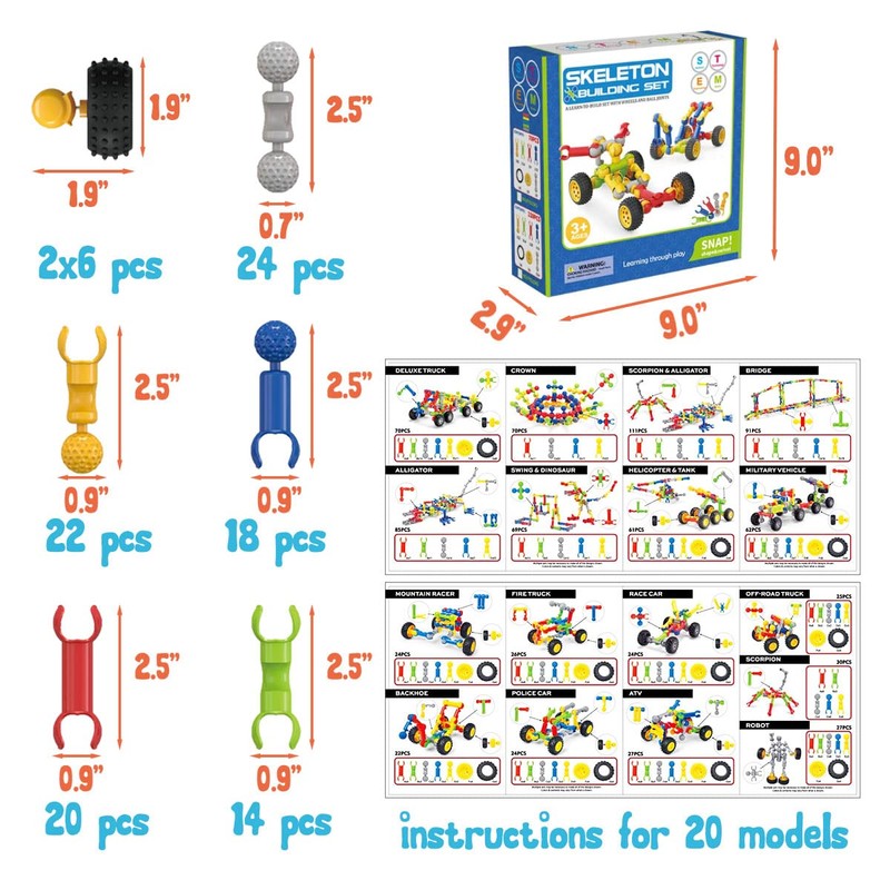 組み立ておもちゃ 子供用 STEMおもちゃ 男の子と女の子向け 連結式プレイセット 対象年齢3歳以上 キッズクリエイティブキット (110ピース)