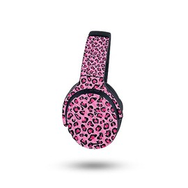 MightySkins Carbon Fiber Skin Compatible with Skullcandy Crusher ANC 2 - Pink Leopard | Protective, Durable Textured Carbon Fiber Finish | Easy to Apply