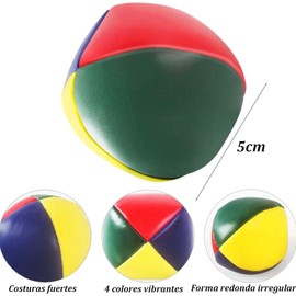 NATSUX Pelotas de Malabarismo de Juguetes,5 Piezas Multicolor,Bolas De Malabares para Circo con Diseño de 4 Paneles,Juego de Pelotas de Malabarismo de Payaso,Bolas de Malabares para Principiantes