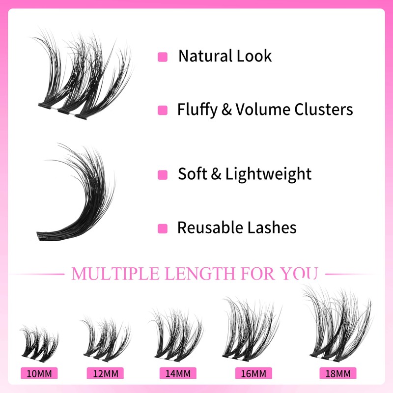 VEYESBEAUTY Lash Clusters Fluffy Individual Lash Extensions VBmuse 3D Layered