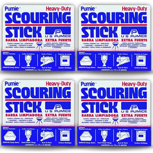 PUMIE Scouring Stick, (4 pack) Heavy Duty, HDW, Removes Stains, Hard Water Rings, Rust and Paint, Carbon Buildups, (4 Pack)