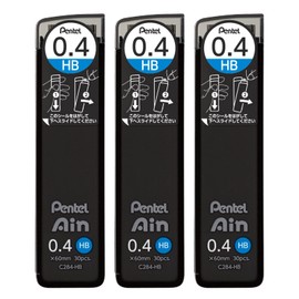 Pentel Mechanical Pencil Leads 0.4mm HB, Pentel Ain, Pack of 3 AMZ-XC284HB3P