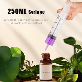 250 ml Large Syringe Plastic, Pet Feeding Syringe Sterile Packaging for Scientific Laboratories, Measurement, Dispensing, Watering, Refill