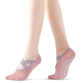 Minmex Yoga Socks, Ballet, Pilates, Non-slip, Women’s Yoga Suit Socks, Breathable, Durable, Antibacterial, Deodorization, Women’s Yoga Wear, Ballet, Sports, Daily Life, 1 Pair (One Size), Pink