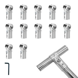 12 PCS 1/2'' T Pipe Clamps, Heavy-Duty Galvanized Steel Connectors with Bolts and Nuts, Chain Link Fence Corner Fitting End Rail T Clamp Fit for OD 3/4'' (20 mm) Pipe or Metric 1/2'' (DN 15) Tube