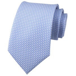 Corbatas de diseño de rayas a cuadros para hombre, diseño formal, 8 cm, Azul Blanco Gingham, Talla única