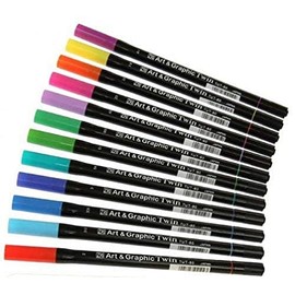 Artemio ZIG Art and Graphic Twin Marker 12 Piece Set Bright Colours