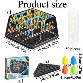 Geometric Chess Game, Chain Triangle Chess Game Interactive Triggle Game with Elastic Bands Peg Game Board Game, Elastic Band Game Triangle Rubber Band Game for Kids & Adults, 2 to 4 Players, Ages 3+