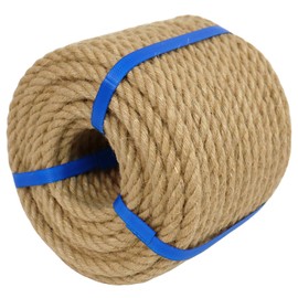 1/2 Inch Natural Jute Rope, 165 Feet Thick Hemp Rope, 4 Strands Twisted Manila Rope for Crafts, Cat Scratching Post, Gardening, Home Decorating, Indoor/Outdoor Use
