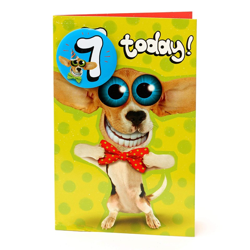 UK Greetings 7th Birthday Card for Boy - Funny Dog