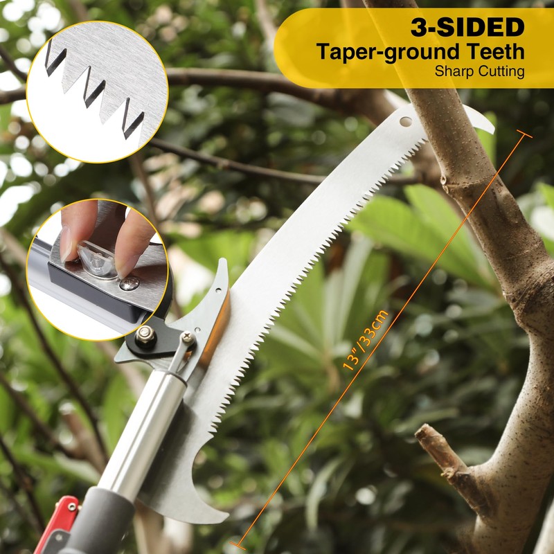 Lineslife Extendable Tree Pruner,4.6-10ft Pole Saw Pruning Shear, Telescopic Long