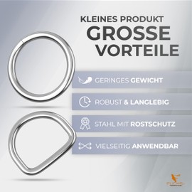 Stainless Steel D-Rings | Selectable: 20 mm - 50 mm | Pack of 10 | Weather Resistant | Rustproof | Heavy Duty | Suitable for Sailing Boat | D-Rings Metal Half Round Rings | Ring (Inner Diameter 25 mm - 10 Pieces)